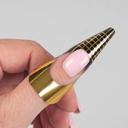 Forms for nail extension, wide, 10 pcs, golden color-1