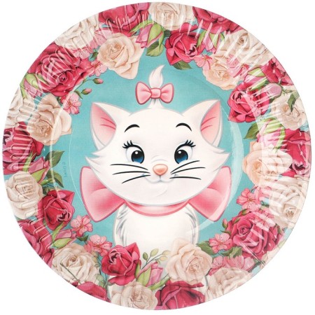 Paper plate "Happy Birthday!", 18 cm, cats aristocrats-2