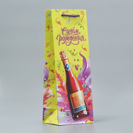 Gift package for a bottle, packaging, "Birthday", 36 x 13 x 10 cm-2