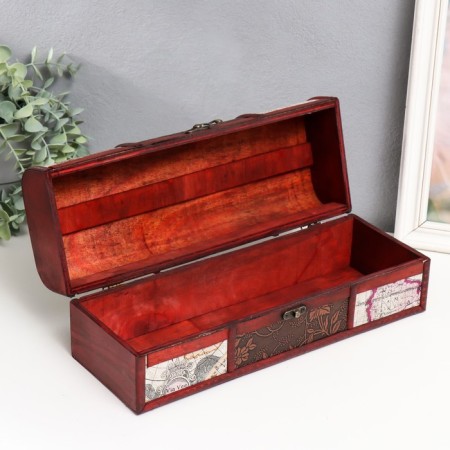 Casket Wood for a bottle "Travel and roses" 12.5x35x13.5 cm-3