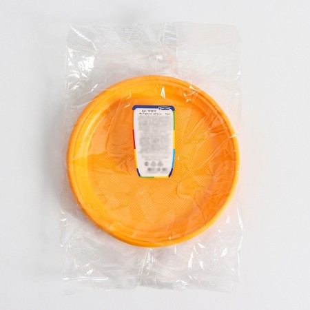 Plastic disposable plates, d = 21 cm, yellow color, 12 pcs/pcs-5