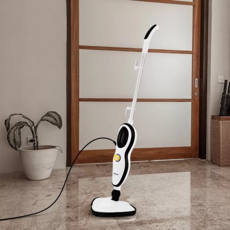 Steam mop KitFort KT-1045, 1500 watts, 370 ml, cord 8 m, white-hourly-1