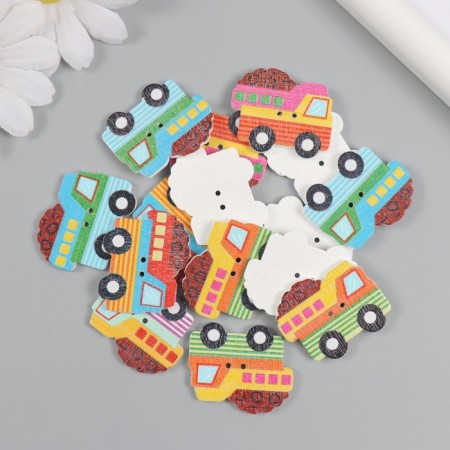 Buttons wood for creativity 2 punctures "dump truck" set of 15 pcs 3.2x2.7 cm
