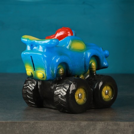 Piggy bank "Machine in the cap" Blue, 15cm-2