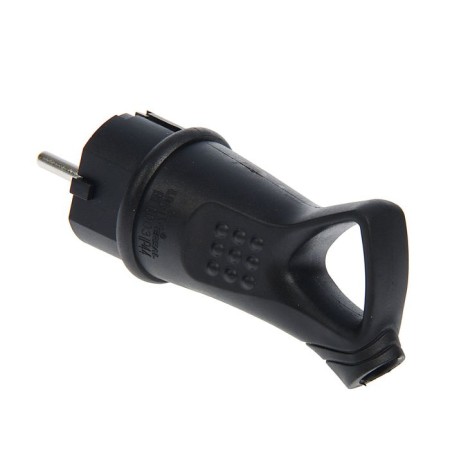 Wonversal fork, 16 a, with salary, IP 44, corner, with ear, rubber, black-1