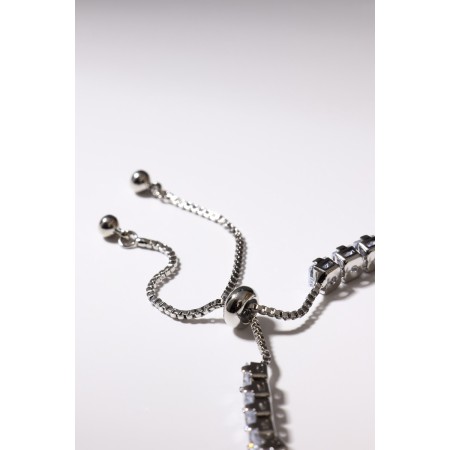 Bracelet with rhinestones "shine" on a puff, white color in silver-2