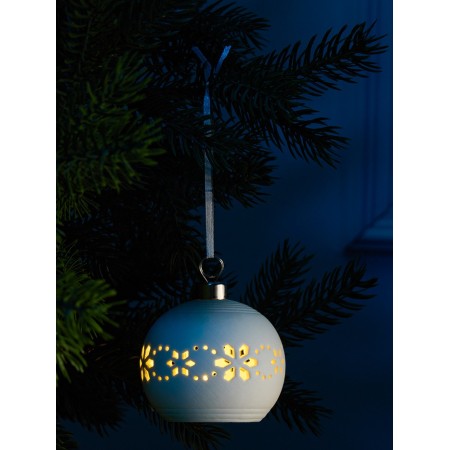 Елочный шар "Орнаменты" 6.9х6.9х5.9 см, 1 LED, LR44x3(в компл.), Т/БЕЛЫЙ
