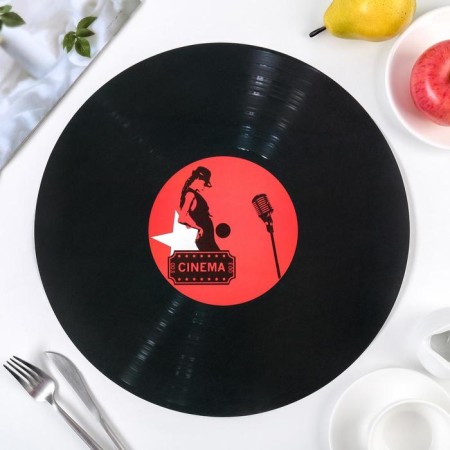 Serving napkin on the table “Vinyl plate”, d = 38 cm, black color-11