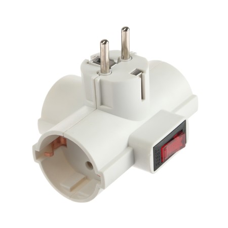 Network branch with protection and with Uniel switch, 3 nests, 16 a, 3500 watts, s/s, white