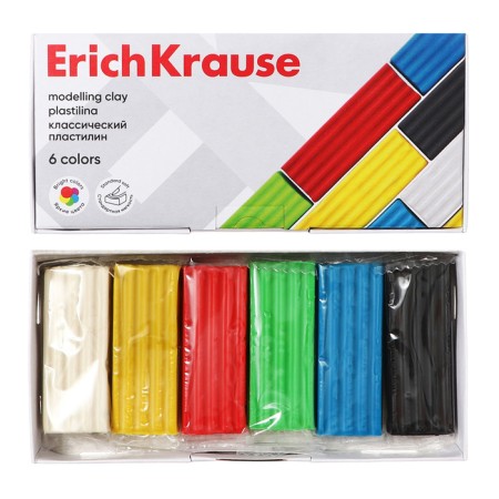Plasticine 6 colors, 96 g, Erichkrause Basic, in cardboard packaging-13