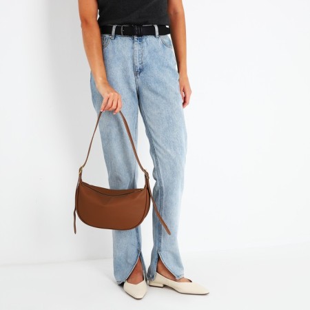 Baget bag with zipper, brown color-7