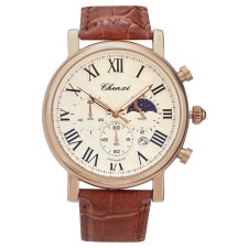 Men's watches, with a calendar, chronograph, D-4.4 cm, L-24 cm strap, brown