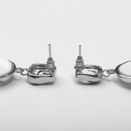 Earrings with pearls "exclusive" a crumpled circle, color silver-2