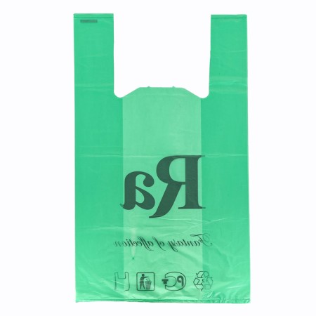 Package Polyethylene T -shirt 30 + 16 x 53 cm, 18 μm, green "Ra"-1