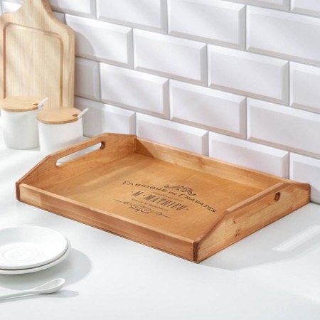 Wooden tray with decor, 40 × 30 × 7.5 cm, pine-1