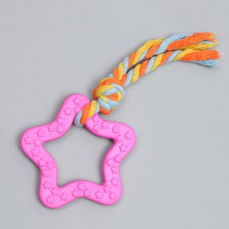 Chewing toy with a rope "Star with a tail", pink-1