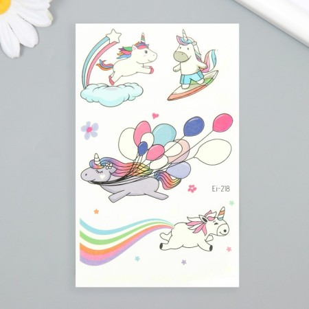 Tattoo on the body phosphorus color "unicorns in flight" 7.5x12 cm