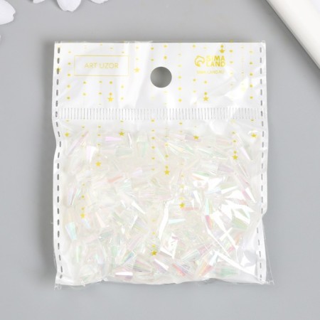 Beads for creativity Plastic "Rhombus Crystal Holography White" set 20 grams 0.6x0.6x1.2 cm-3