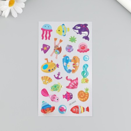 Plastic sticker "Beasts/Underwater residents" MIX 9.5x17.5 cm-1