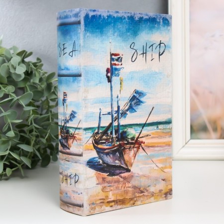 Safe Brush Tree leatherette "boat on the seashore" 21x13x5 cm