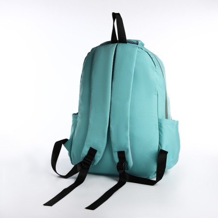 Youth backpack from textiles, 2 departments, 3 pockets, turquoise color-3