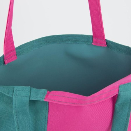 Textile bag with zipper, turquoise color/pink-3