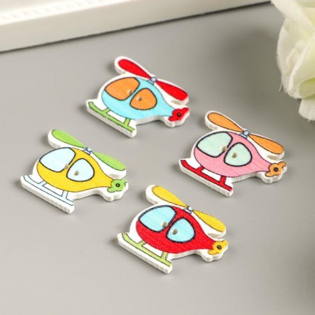 A set of buttons of decorative wood "helicopters" set 10 pcs mix 2x2.8 cm-1