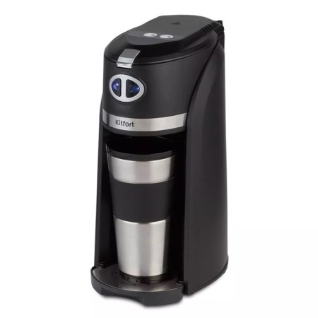 Coffee machine KitFort KT-796, drop, 800 watts, 0.42 l, black-silver