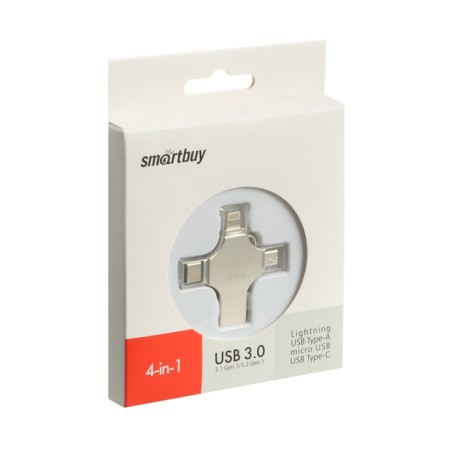 Flash drive Smartbuy MC15 Metal QUAD, 4-In-1 OTG, 64 GB, USB3.0, Type-C, Microusb, Lightning-4
