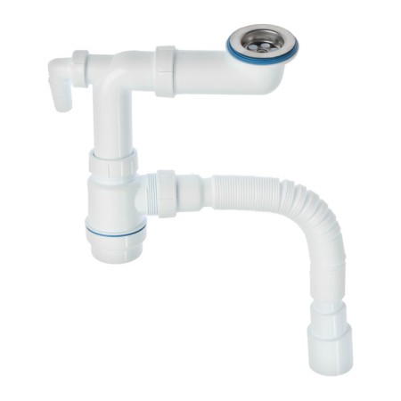 Sanplast siphon, 1 1/2 "x40 mm, with displacement, with a removal for a washing machine