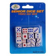 Set of playing bones 1 x 1 cm, 9 pcs, 1.3 x 1.3 cm 9 pcs, in a blister 8.7 x 14 cm