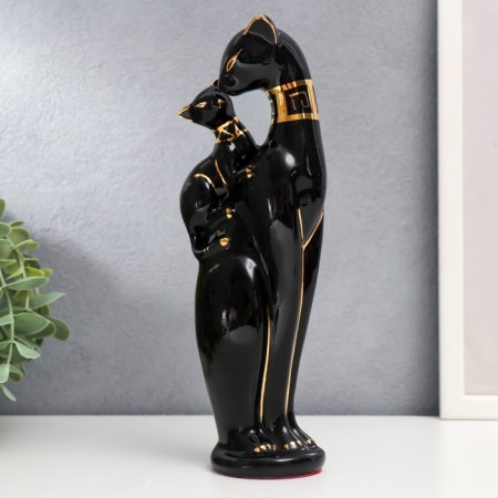 Souvenir Ceramics "Egyptian cat with a kitten, black" 23x8x5.5 cm-3