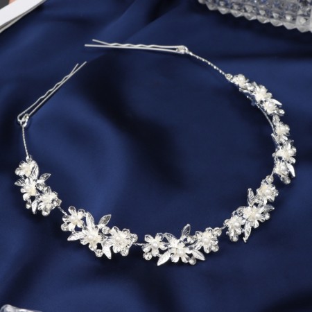 Hair accessory "Judy" Flower, 26 cm, silver