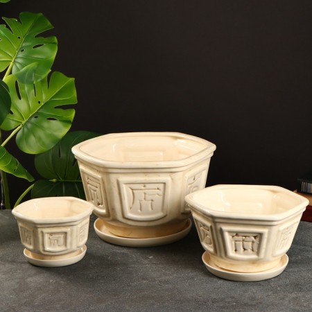 Set of pots 3 pcs. "Bansya" white: 6l, 2.3l, 1l-4