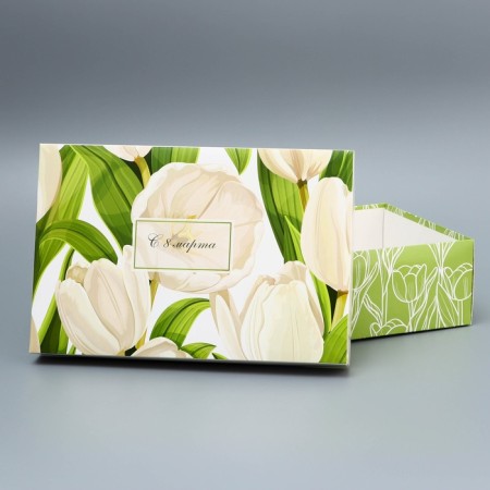 The box is folding, the lid is, “from March 8”, 30 x 20 x 9 cm without a window-4