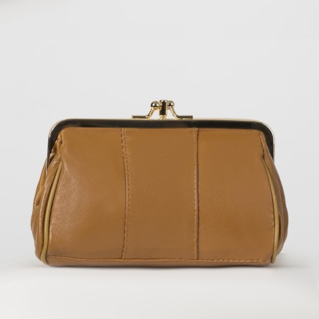 Cosmetic bag on farmar, 2 departments, brown color