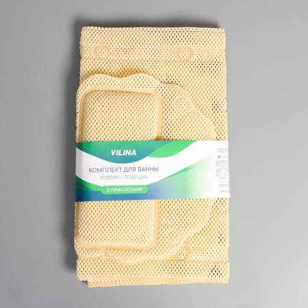 SPA-river for a bathtub with a pillow on the suction cups "Lotus", rug 89 × 44 cm, beige color-12
