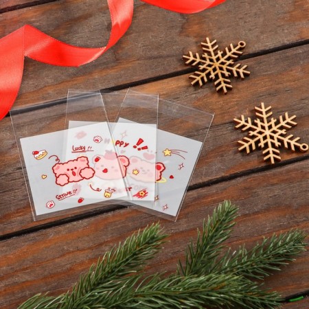 BOPP package with sticky tape, "Korean style", 7*7+3cm mix-4