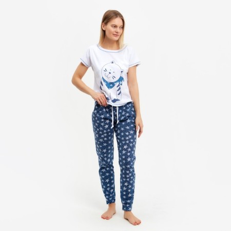 Female set (T -shirt, trousers) sailor, white color, size 42-7