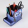 The stand for the office is a wooden owl "owl, winks", with a print, blue