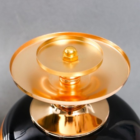 Climber metal, glass for 1 candle "Mirage" gold with black 42x17x17 cm-3