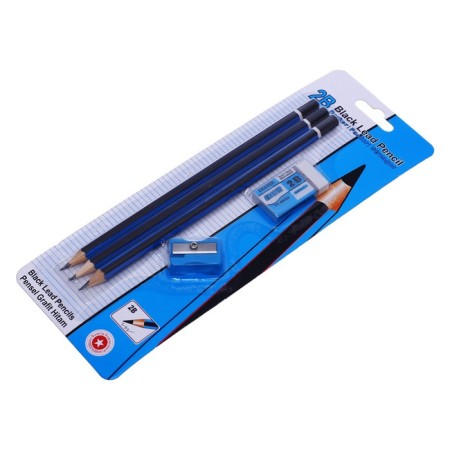 A set of black -graphic pencils 3 pieces, sharpener, eraser-1