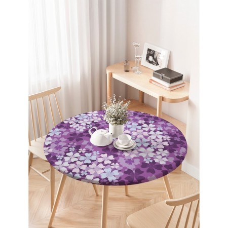Tables on the table "Bright Lilac, Round, Oxford, elastic band, size 120x120 cm, diameter 75-100 cm-2