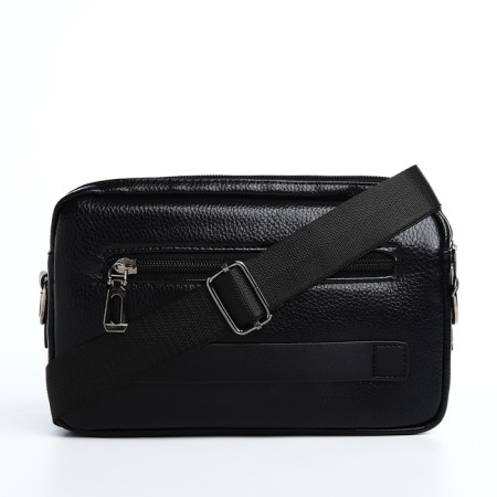 Male bag over the shoulder, artificial leather, black color-2