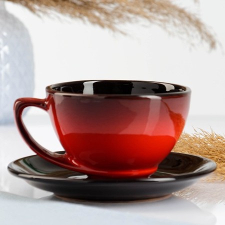 Tea couple "Elegant" 0.25l / 11x6.5cm + saucer 15cm, red-1