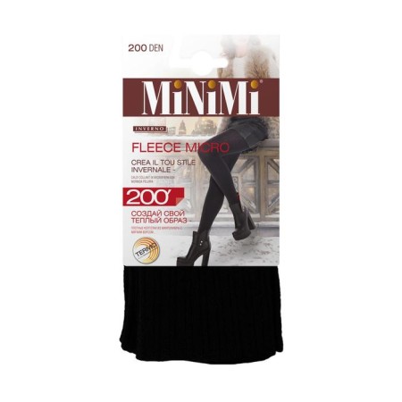 Women's tights Minimi Fleece Micro, 200 den, size 3, color Nero