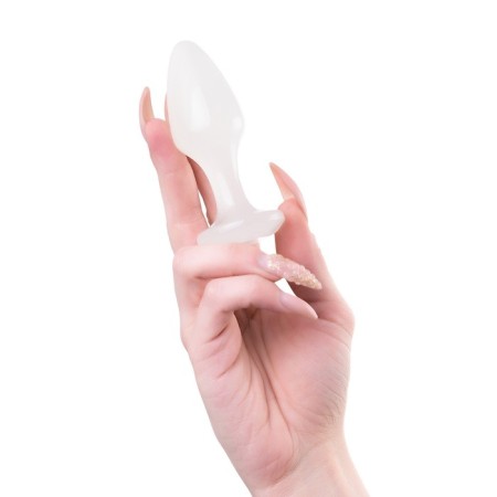 Anal plug Toyfa, acrylic, white color, 9.5 cm, D 3.4 cm-4