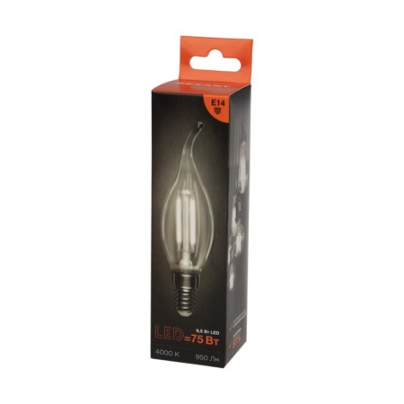 Lamp Filament candle in the wind CN37 9.5W 950LM 4000K E14 Transparent Rexant Sales-3