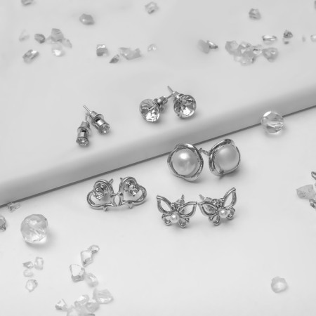Pusets 5 pairs "Assorted" mood, white color in silver-2