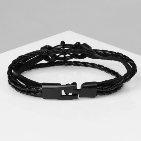 Male “Double” helm bracelet, black color with ferrous metal, 21 cm-1
